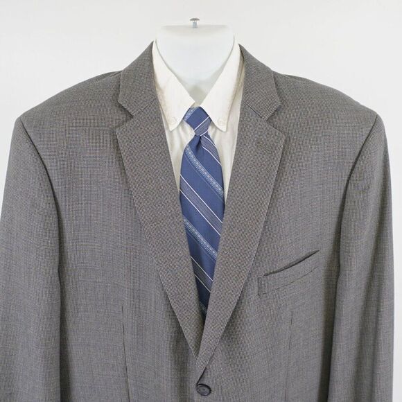 Pronto‎ Uomo Platinum Black Gray Blue Check Tweed Wool Sport Coat 52R 2 Button - Picture 1 of 12